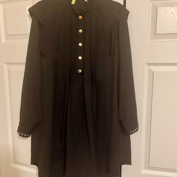 Chloé Mock-Neck Gabardine Long-Sleeve Shift Dress - Picture 2 of 8